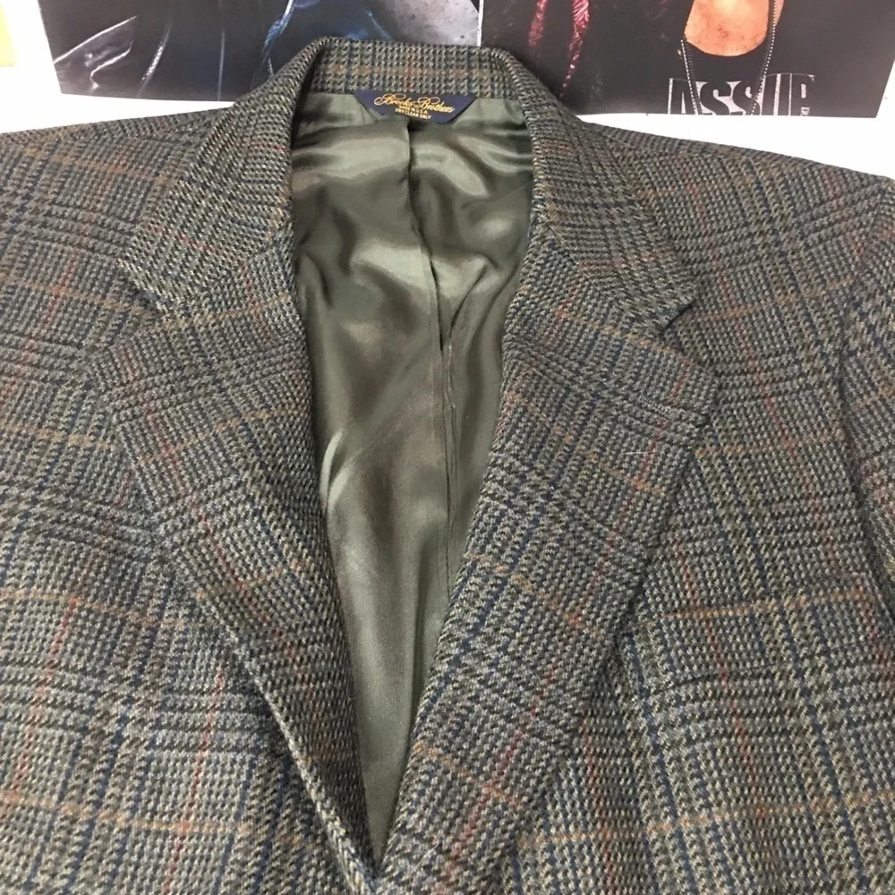 Vintage Brooks Brothers 44L Pure Wool Herringbone Tweed Sport Coat Made USA